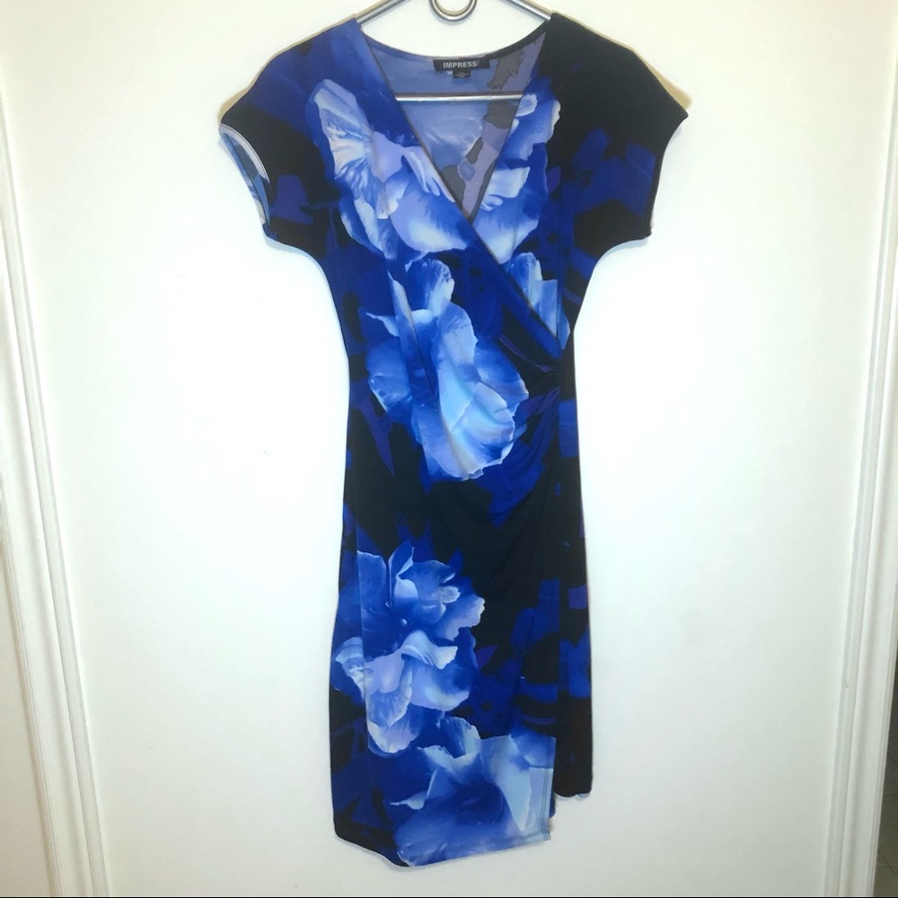 Blue Floral Wrap Dress